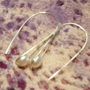 925 wire hook pearl drop earrings